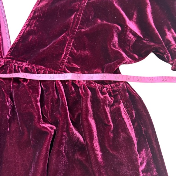 Free People Red Velvet Ivy Mini Baby Doll Vneck Dress XS - Picture 9 of 9